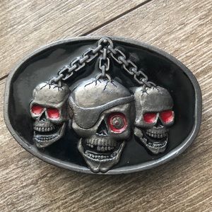 Vintage Skull Biker Belt Buckle Buckles of America Made in USA Eagles